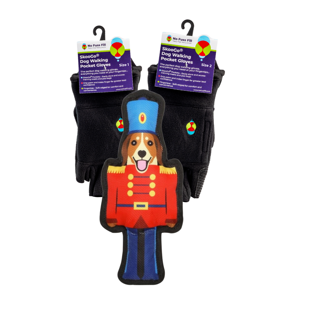  Dog walking Gloves and a dog nutcracker toy